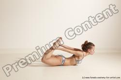 Swimsuit Gymnastic poses Woman White Moving poses Slim long brown Dynamic poses Academic